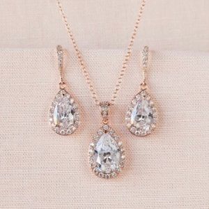 Crystal Pendant & Matching Earrings
